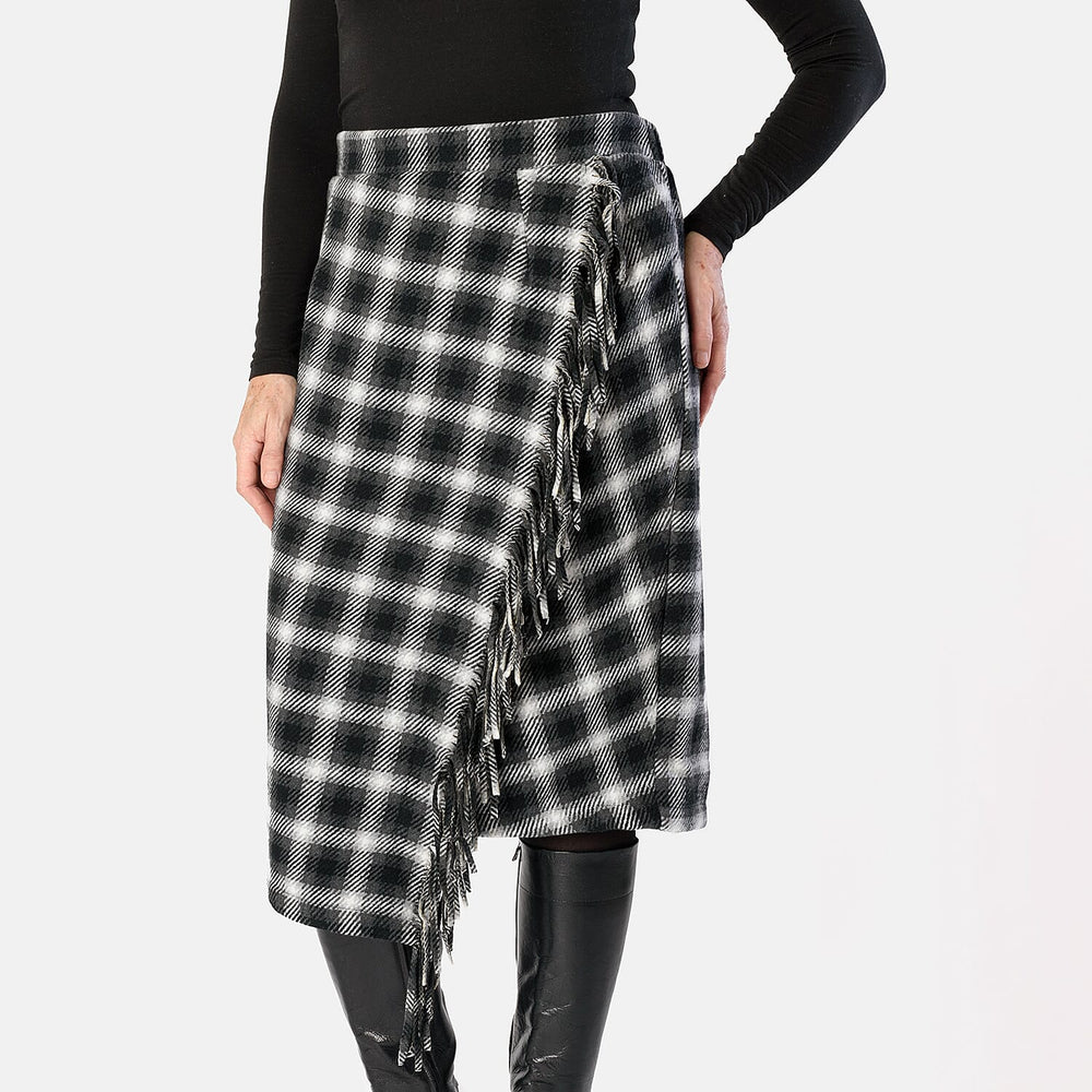 Ladies Asymetric Knitted Skirt (Size L) - Black