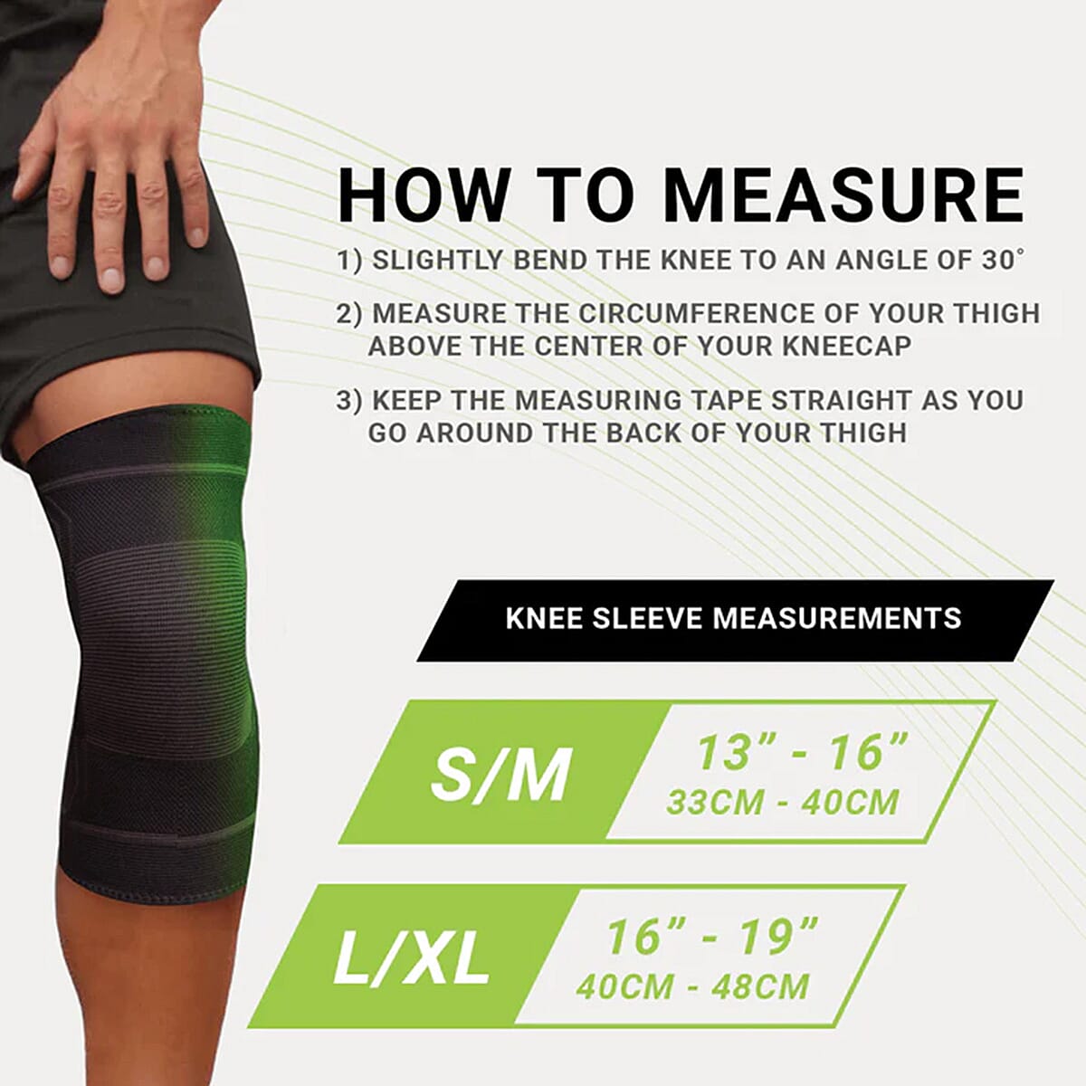 Green Drop Knee Compression Sleeve (Size - L-XL, 40-48cm) - Black