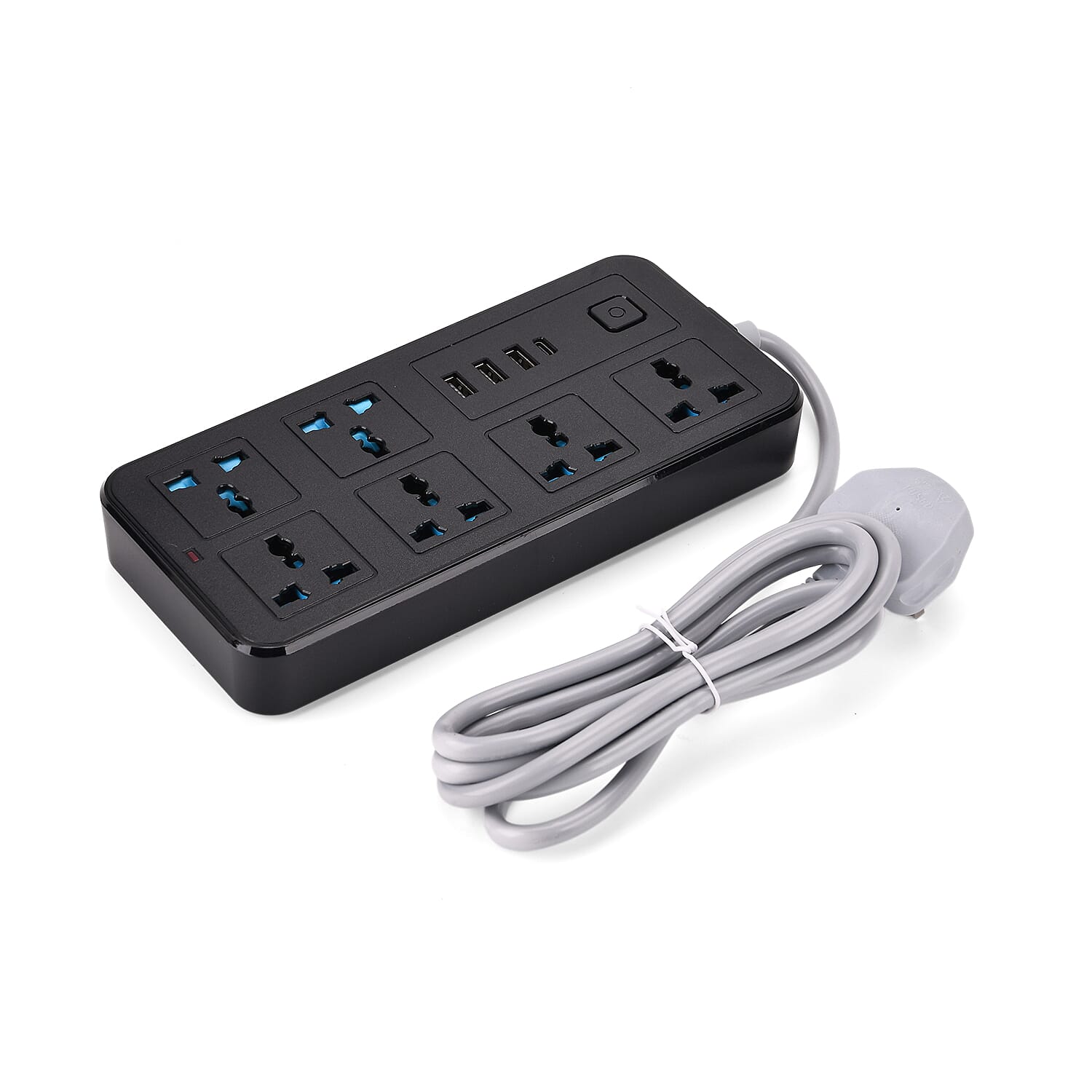 EVERY HOME MUST HAVE - Multi-Functional 6 Plug Socket With 3 Usb Port And A Type C Port- 2 Meter Cable (220-250V) - Black
