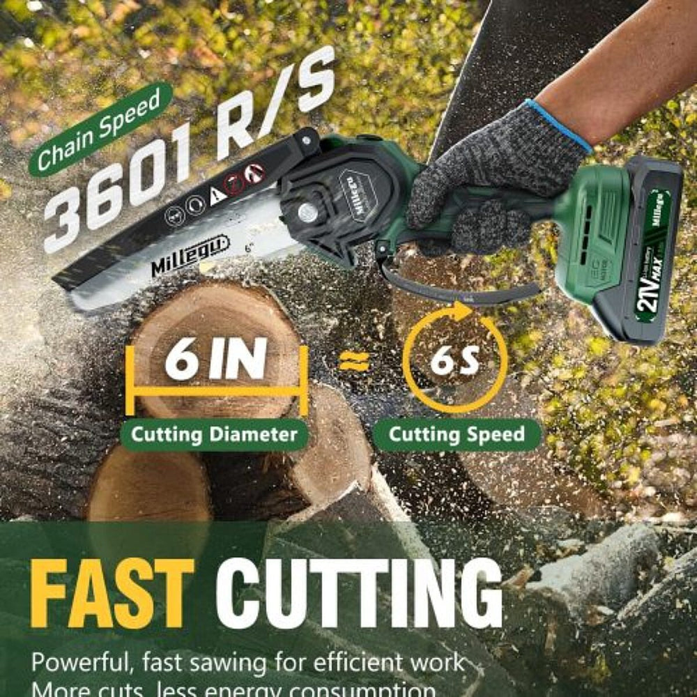 6 Inch Brushless Mini Chainsaw with 2 Batteries - 21 Volt