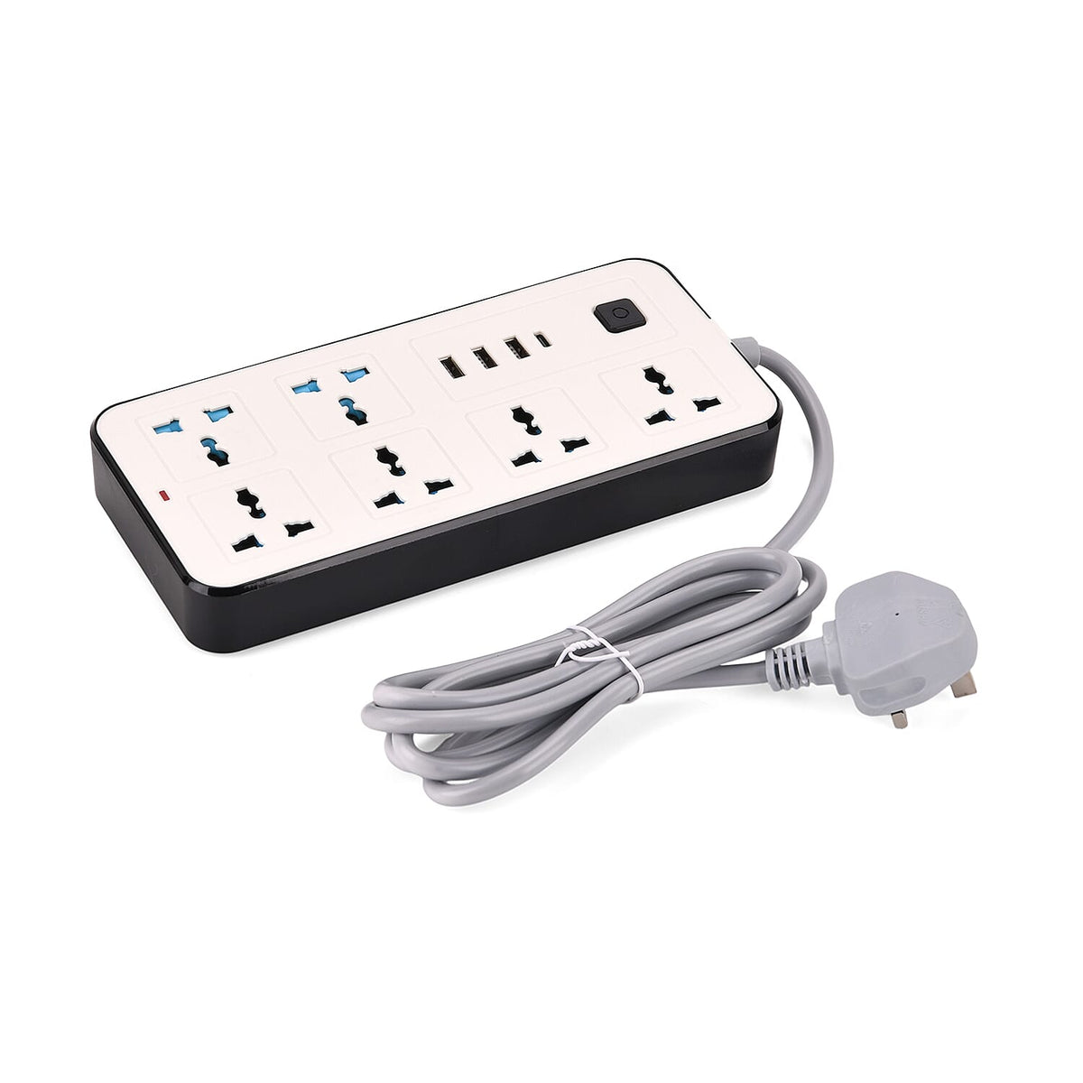EVERY HOME MUST HAVE - Multi-Functional 6 Plug Socket With 3 Usb Port And A Type C Port- 2 Meter Cable (220-250V) - Black