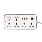 EVERY HOME MUST HAVE -- Multi-Functional 6 plug Socket with 3 USB Port and a type C port- 2 meter Cable (220-250V) - White