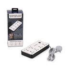 EVERY HOME MUST HAVE -- Multi-Functional 6 plug Socket with 3 USB Port and a type C port- 2 meter Cable (220-250V) - White