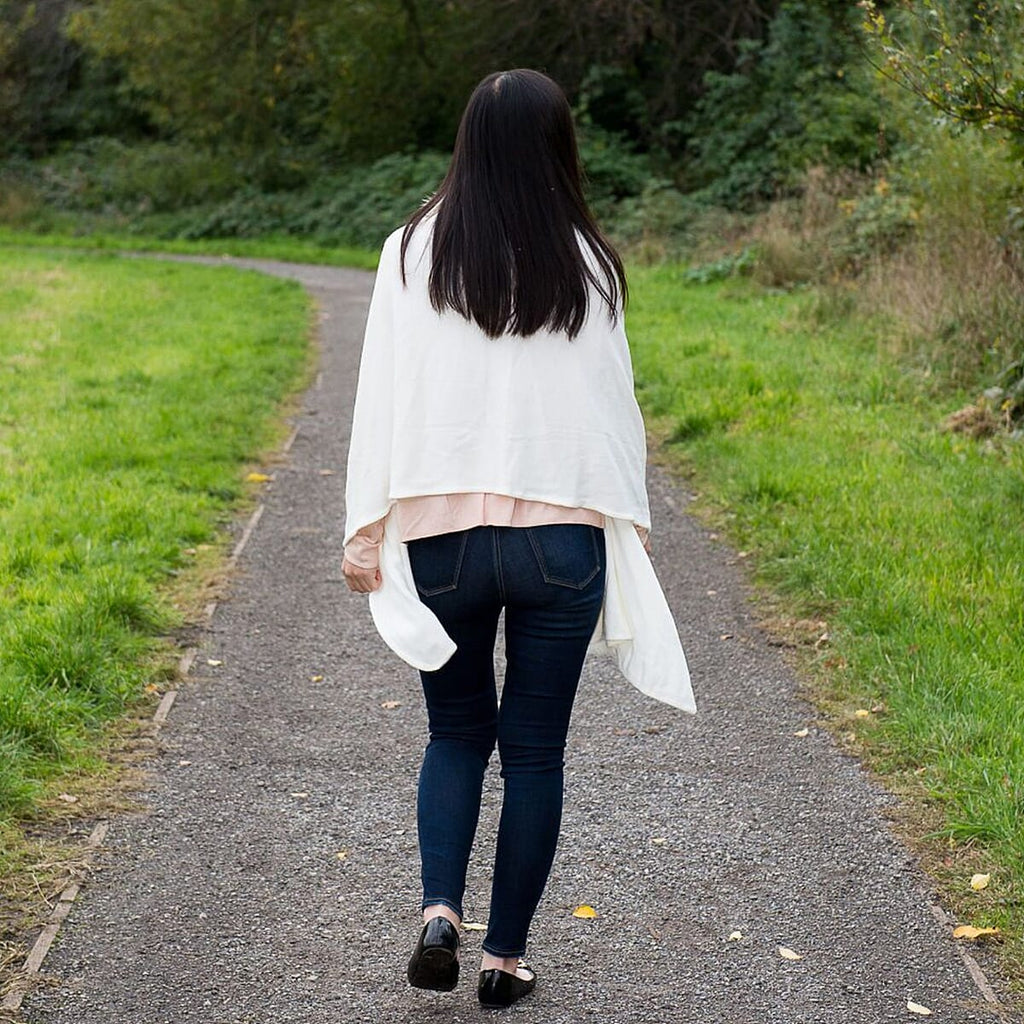 Ladies Faux Fur Wool Blend Shawl Wrap (One Size) - White