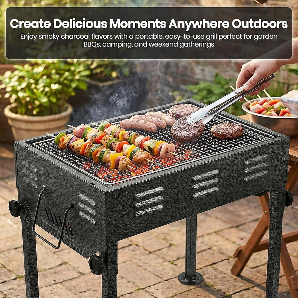 Portable Japanese Outdoor Charcoal BBQ Grill - Black