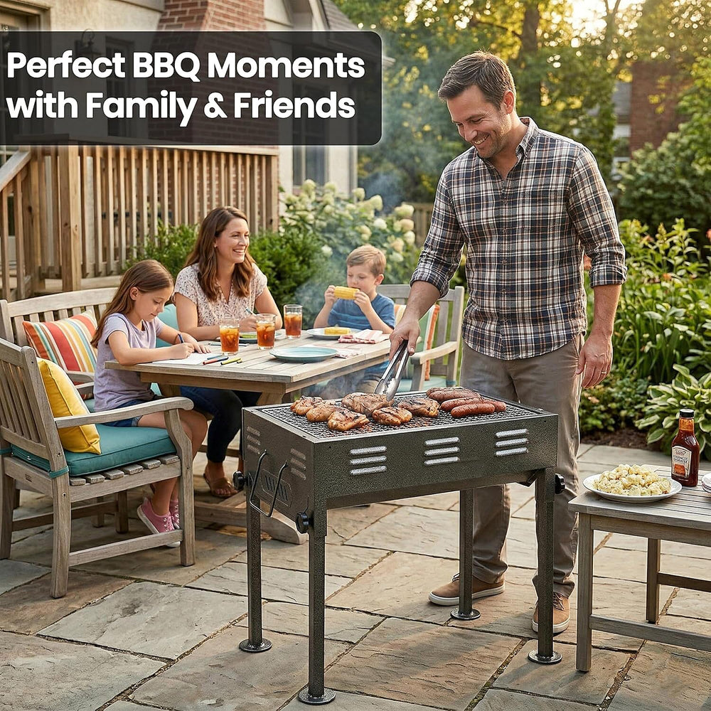 Portable Japanese Outdoor Charcoal BBQ Grill - Black