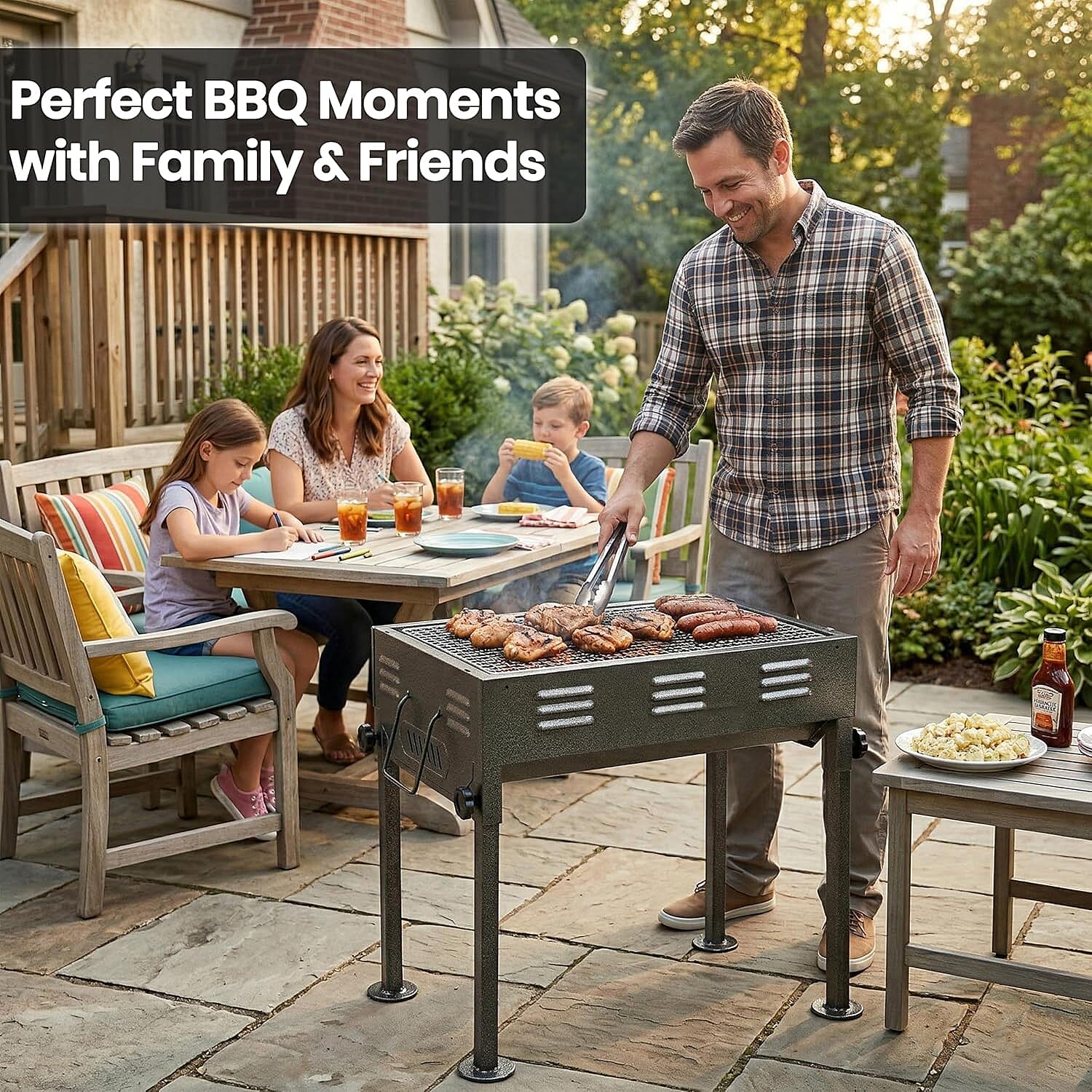 Portable Japanese Outdoor Charcoal BBQ Grill - Black