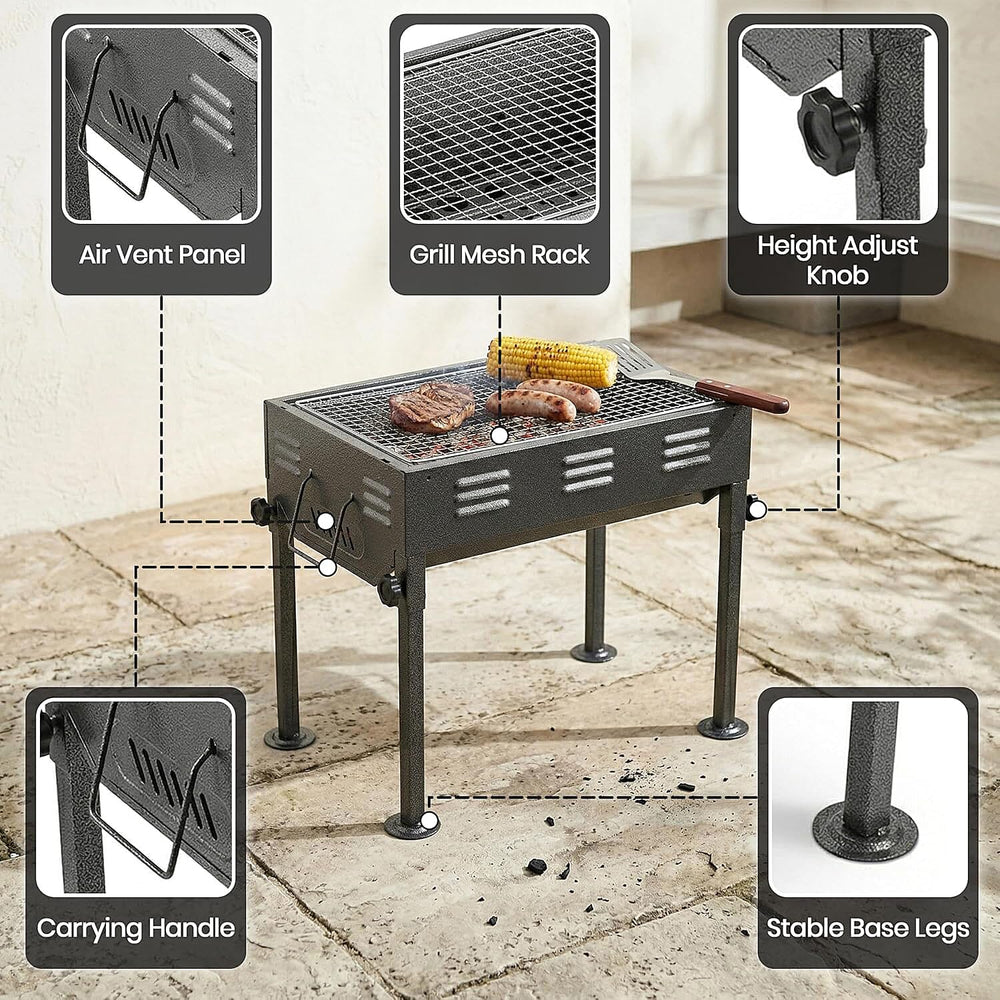 Portable Japanese Outdoor Charcoal BBQ Grill - Black