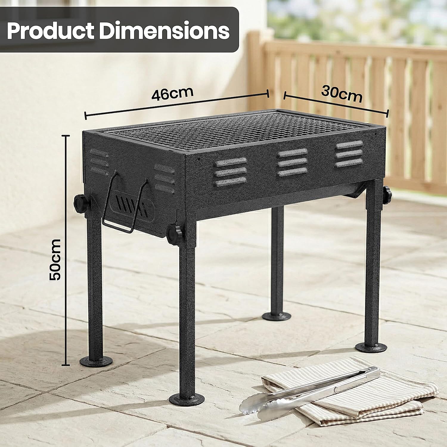 Portable Japanese Outdoor Charcoal BBQ Grill - Black