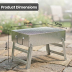 Portable Folding Outdoor Charcoal BBQ Grill - Silver