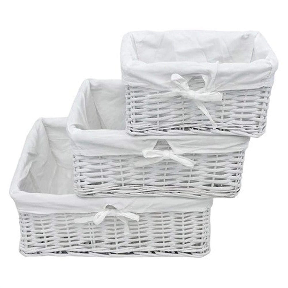 Set of 3 Square Basket - White