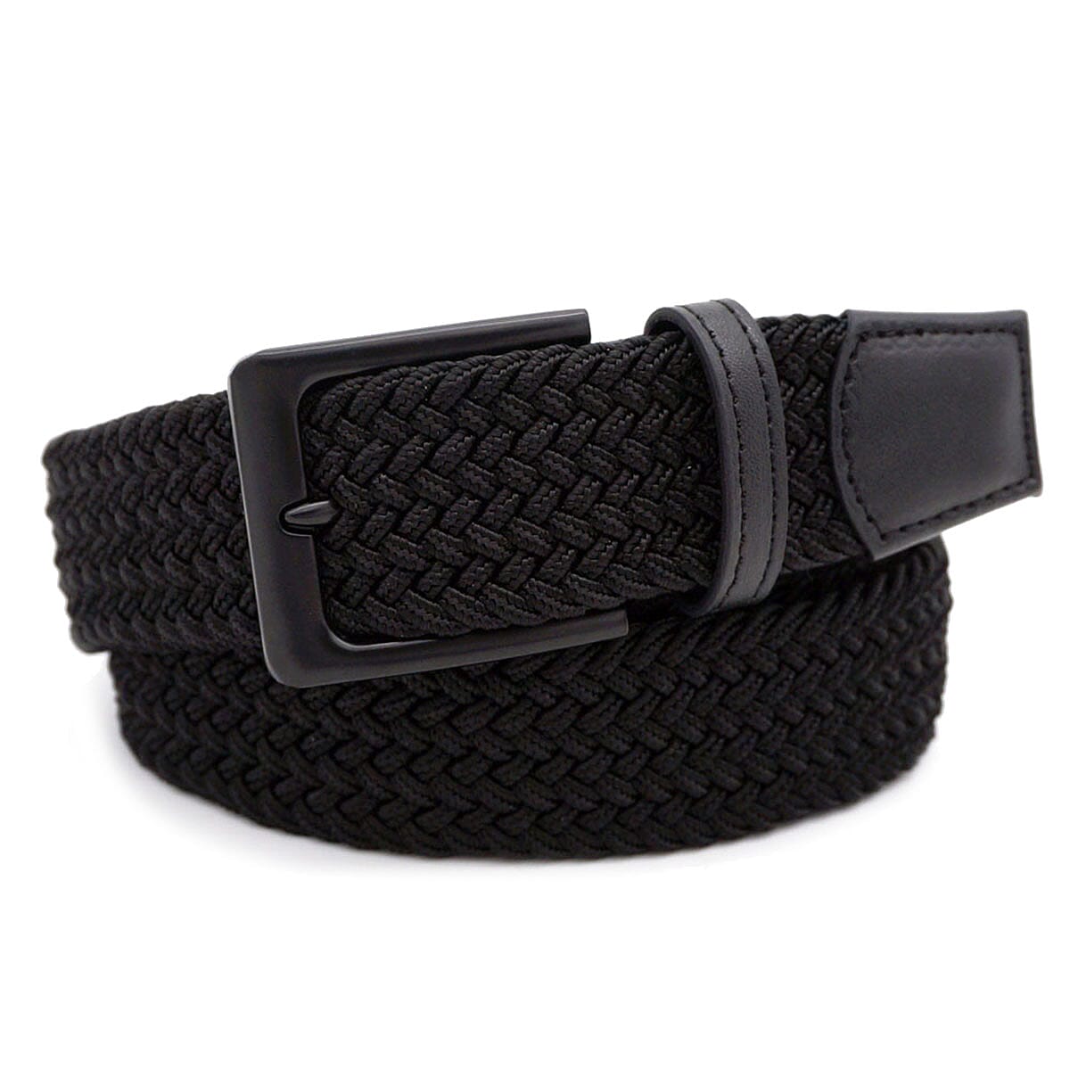 Unisex Elastic Casual Weave Belt (Size M-L) - Black