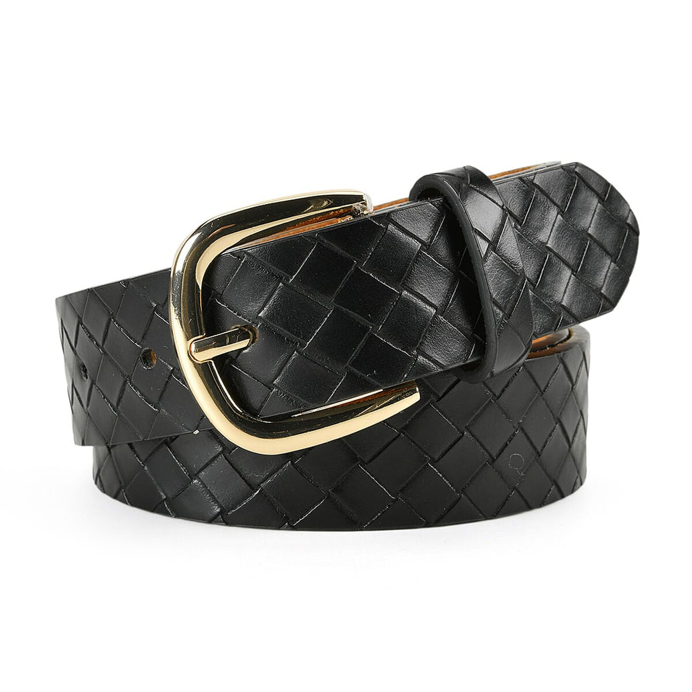 Coastal Unisex Textured Leather Belt (Size M) - Black