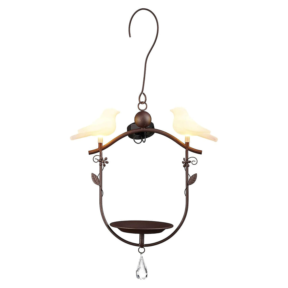 Summer Essential - Solar Bird Feeder with LED Light - Brown