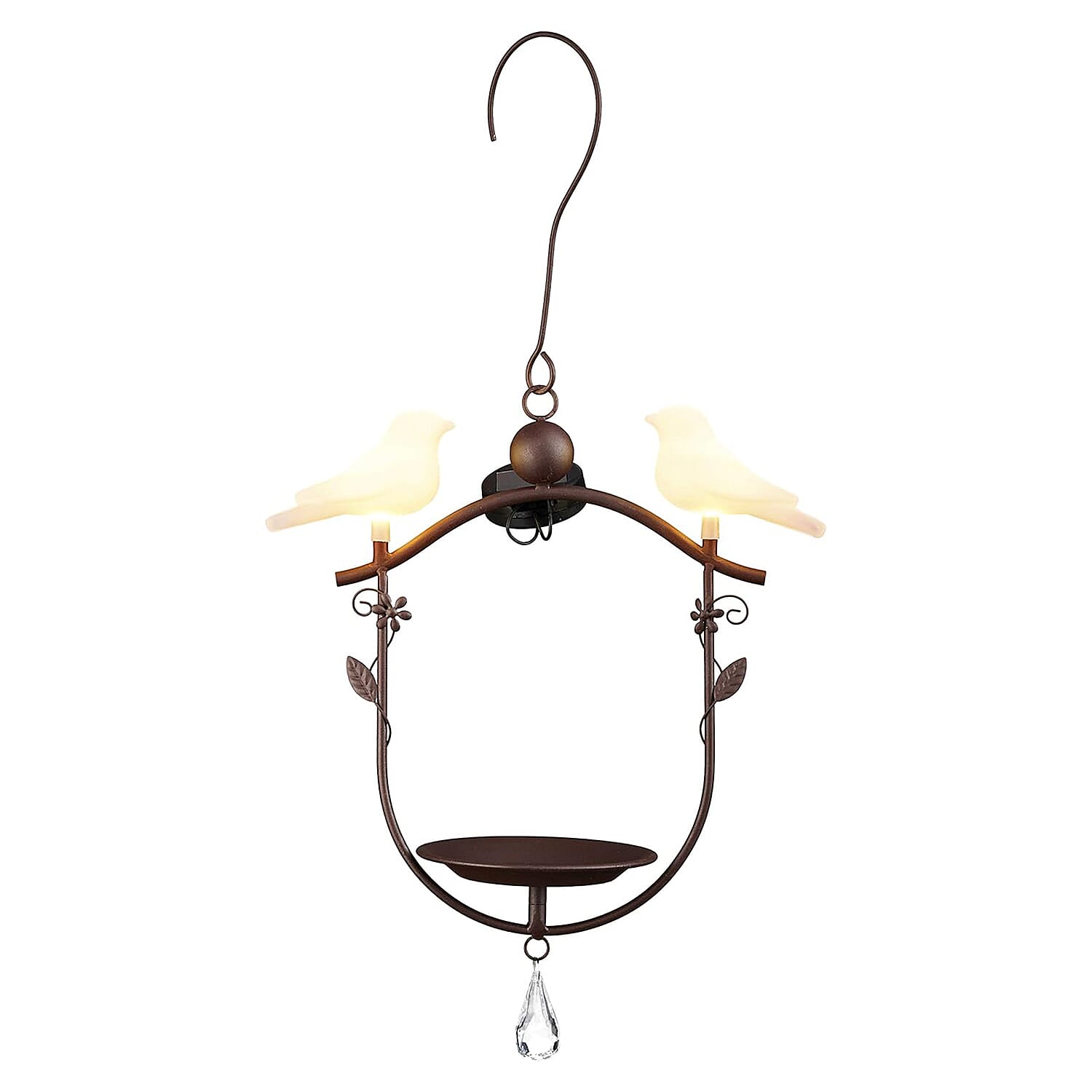 Summer Essential - Solar Bird Feeder with LED Light - Brown