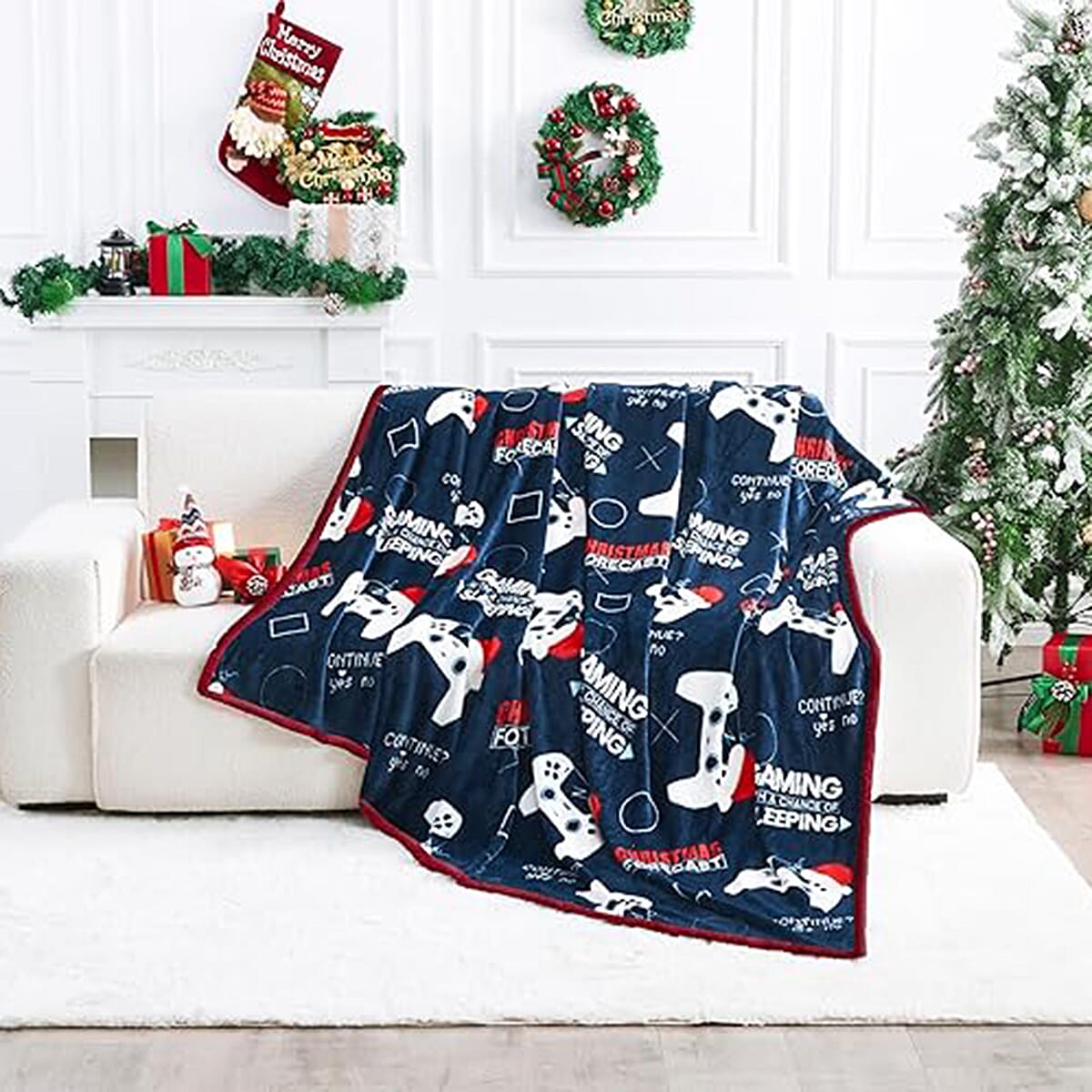 Game Christmas Blanket (Size 230 x 150Cm) - Navy