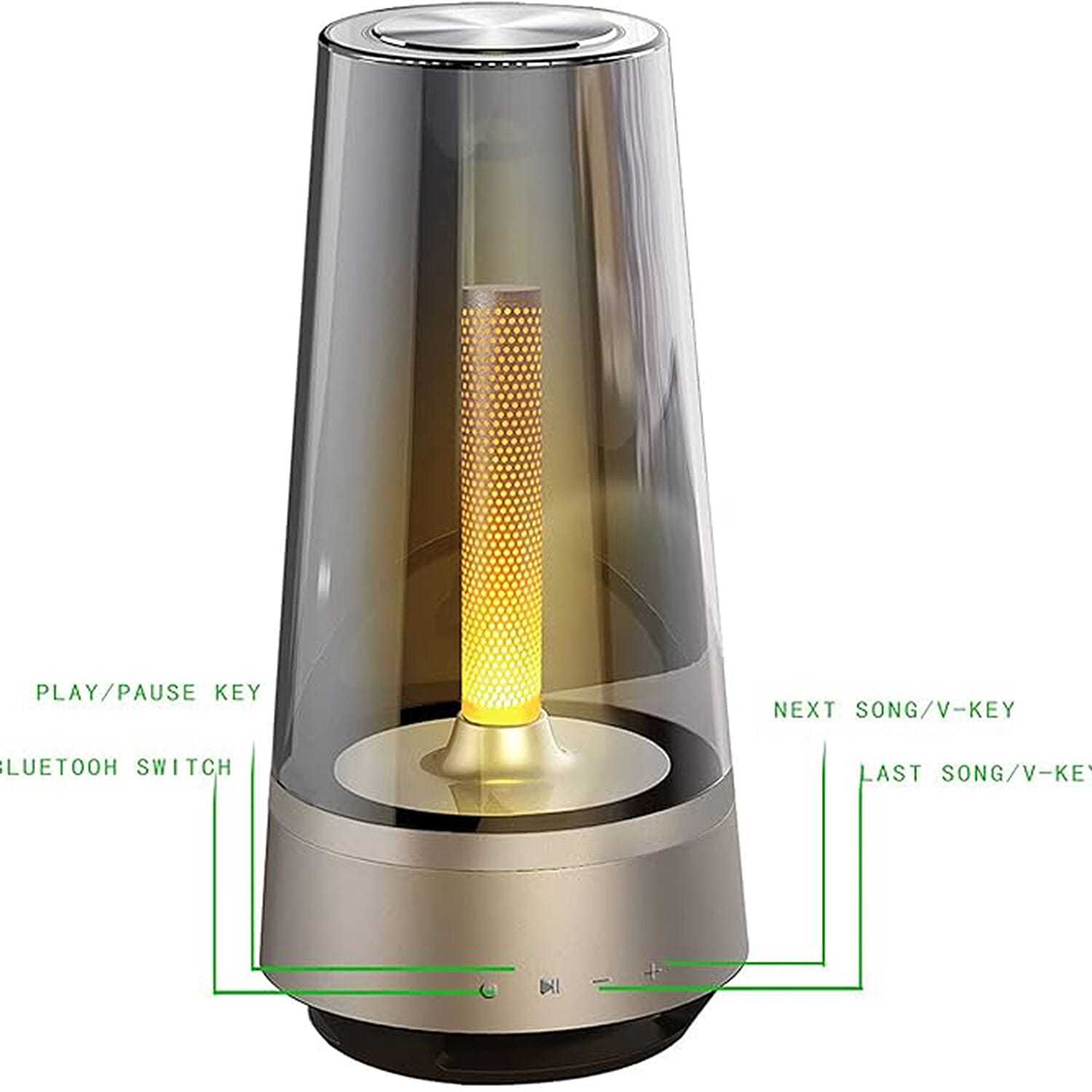 Hybrid Ambiance Speaker with Candle Effect LED Lighting - Grey