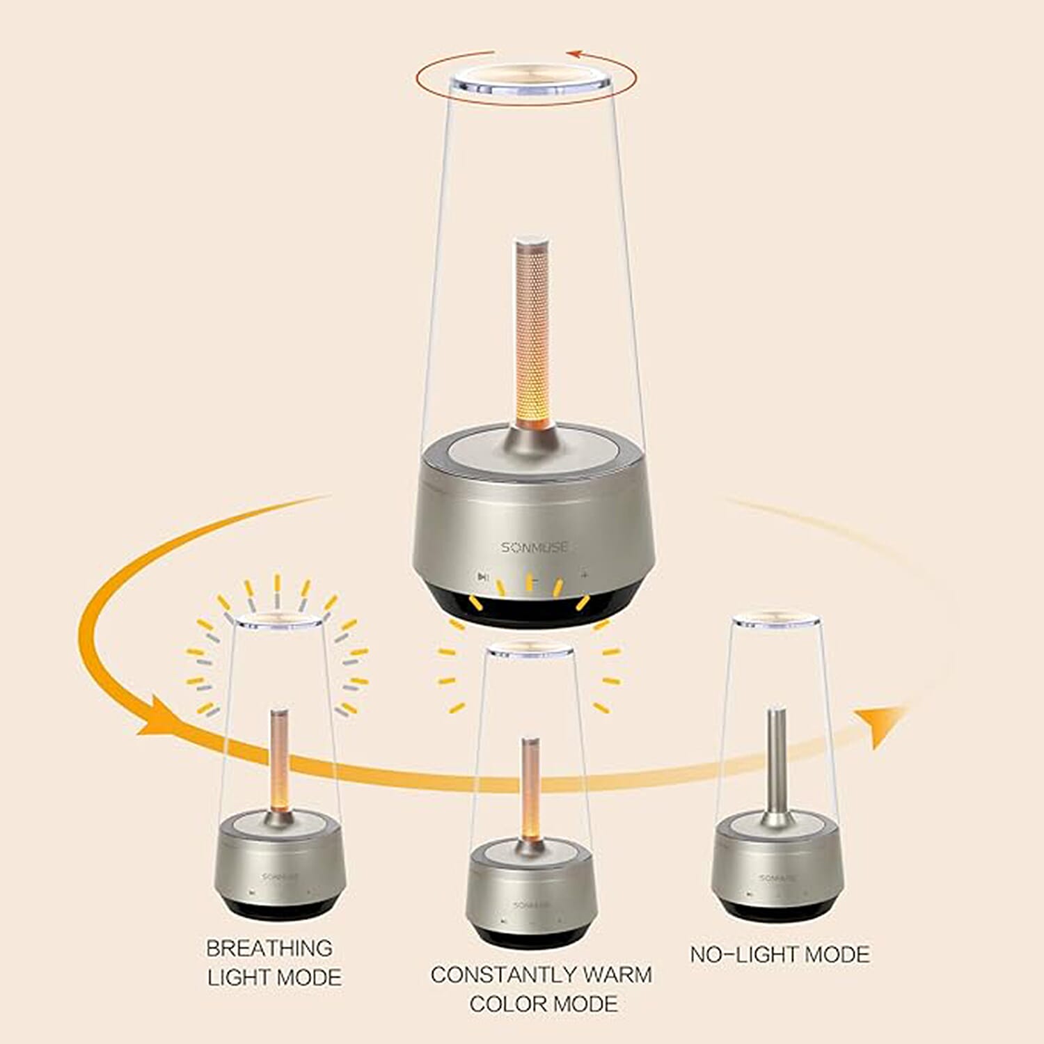 Hybrid Ambiance Speaker with Candle Effect LED Lighting - Grey