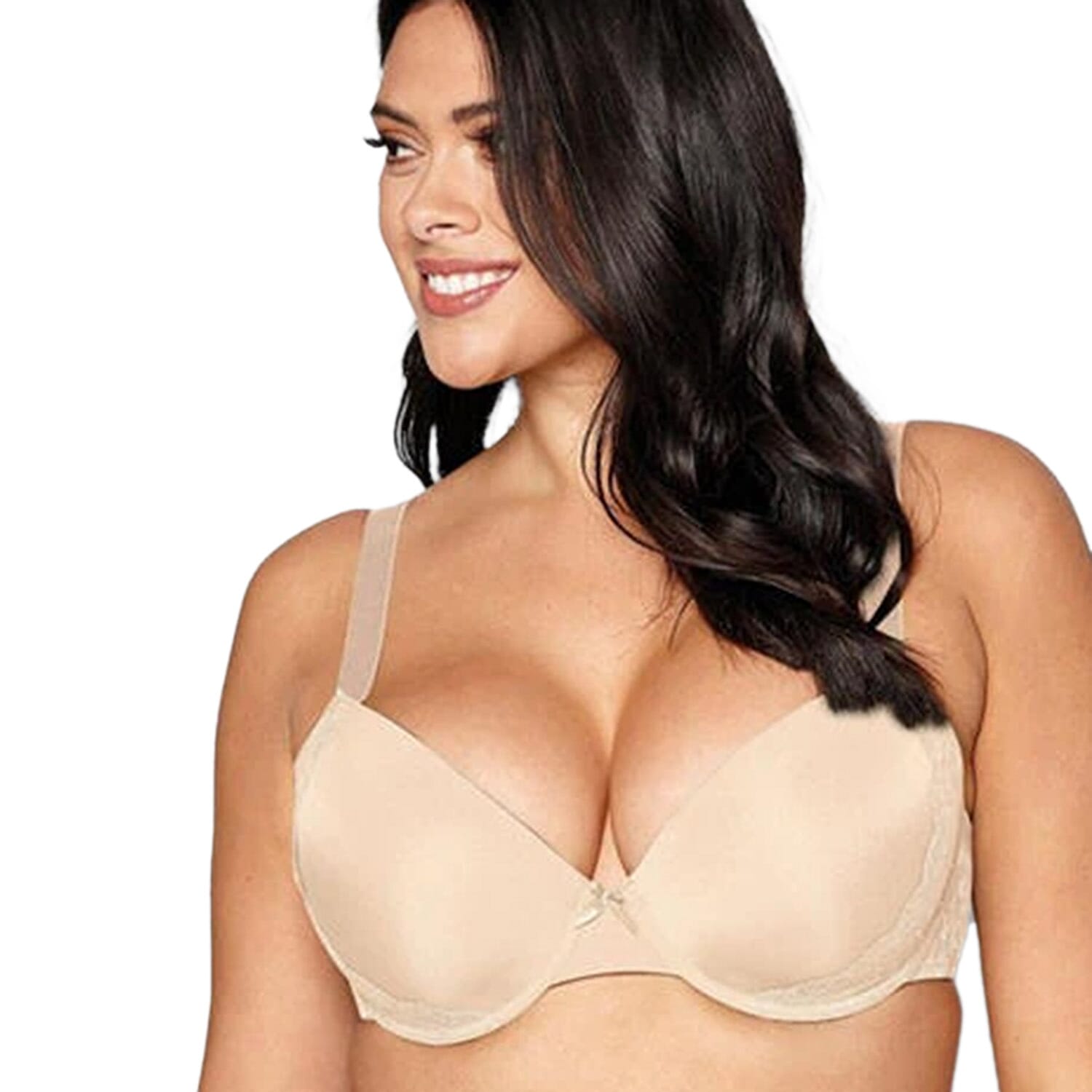 Valbonne Womens Pack Of 2 Padded Underwire T-Shirt Bra With Lace Detail (Size 40DD) - Beige - White