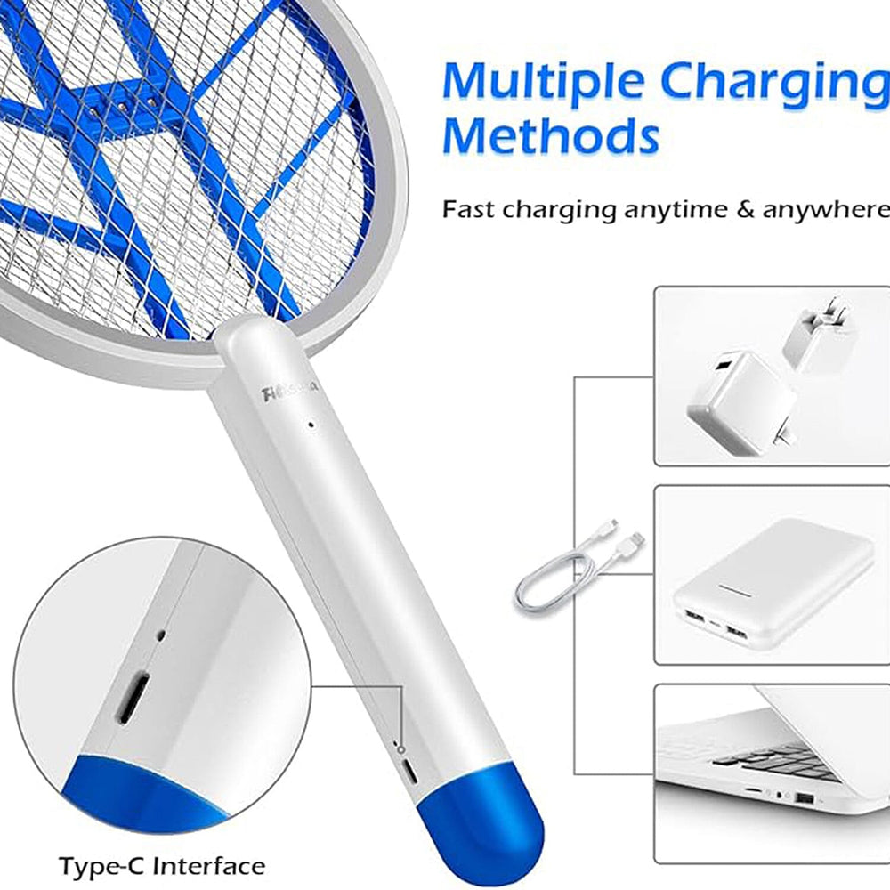Fietrexa 2 in 1 Electric Fly Swatter and Bug Zapper - White