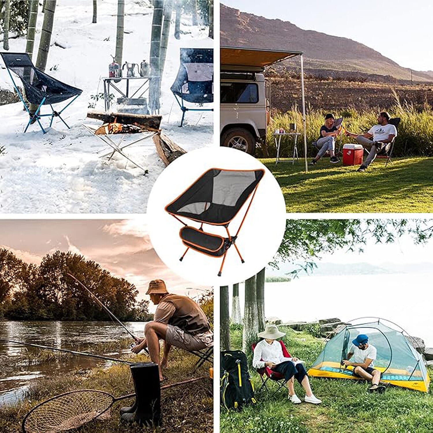 Lightweight Portable Camping Chair - Black