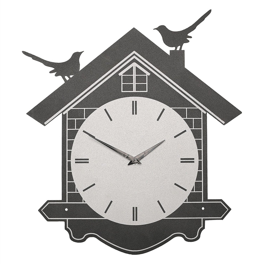 Wm Widdop House Silhouette Wall Clock - Modern Minimalist Design(36cm) - Black