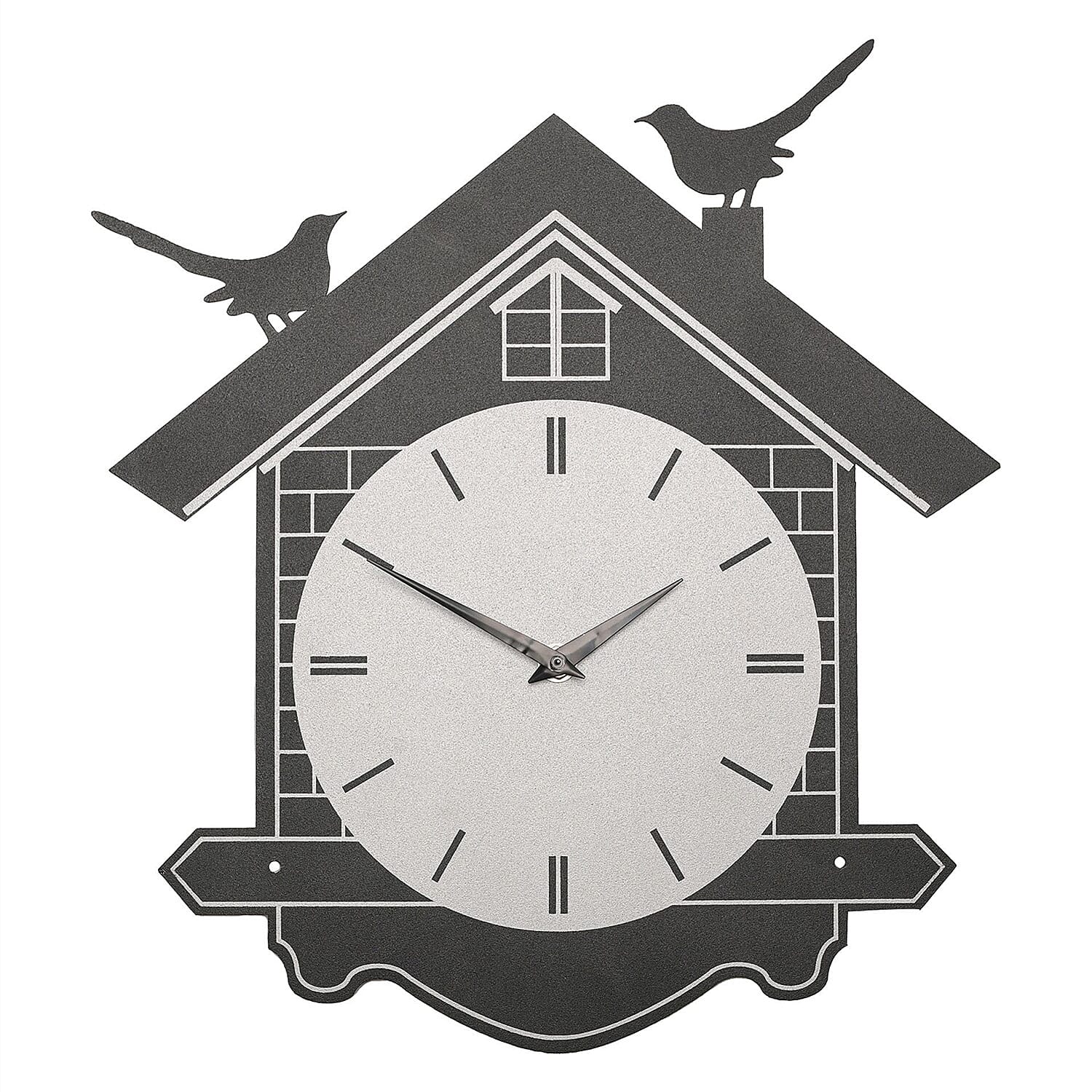 Wm Widdop House Silhouette Wall Clock - Modern Minimalist Design(36cm) - Black