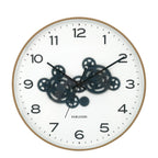 Present Time Open Gear Wall Clock - Ochre Yellow Rim with Dark Blue Gear Design