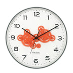 Present Time Open Gear Wall Clock - Mouse Grey Rim with Bright Orange Gear Design