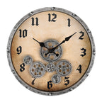 Steampunk-Style Gear Wall Clock (28 cm) - Silver