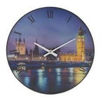 Hometime House of Parliament Design Glass Wall Clock (30cm) - Violet