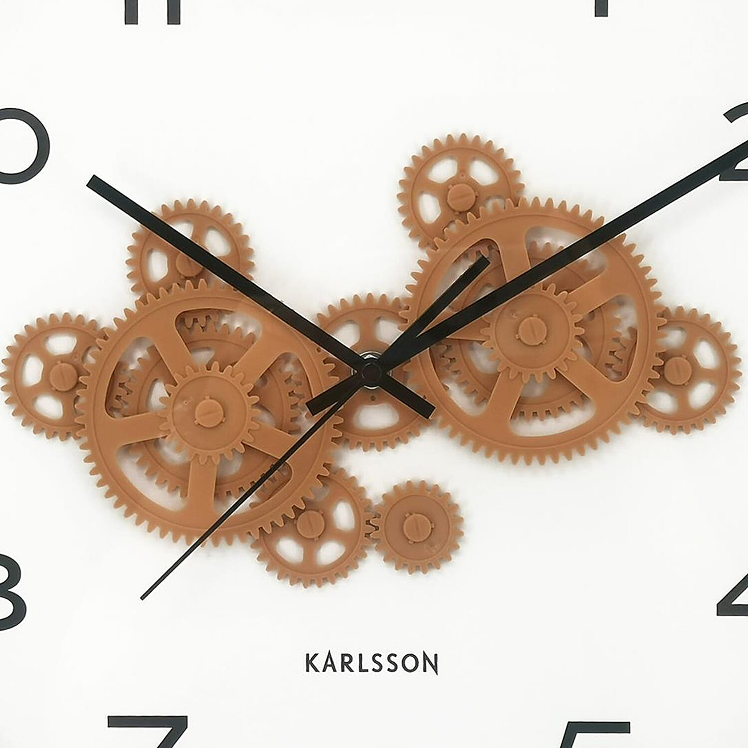 Present Time Open Gear Wall Clock - Jungle Green Rim with Ochre Yellow Gear Design