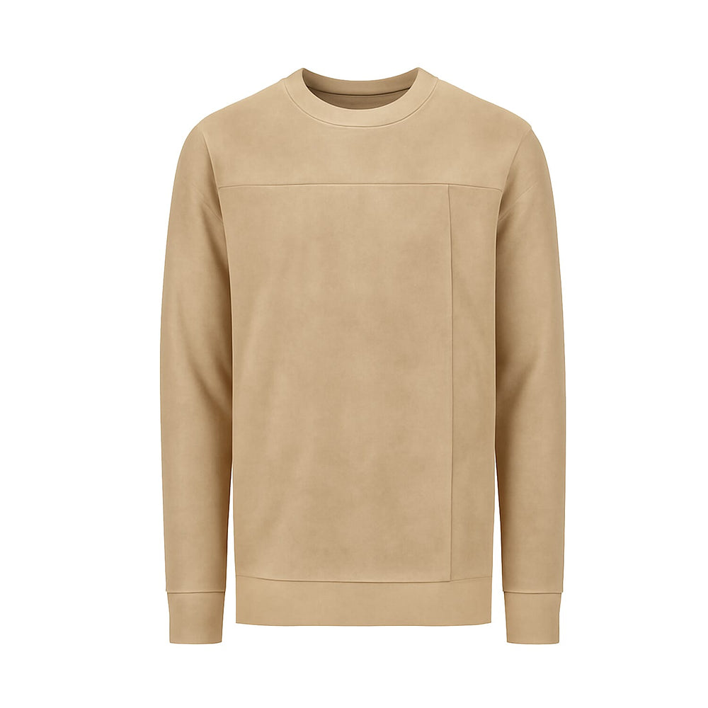 Cotton Crew Neck Sweatshirt (Size L) - Sand