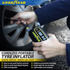 Goodyear Cordless Portable Digital Tyre Inflator - 50W USB Rechargeable Air Pump with LED Light - Black