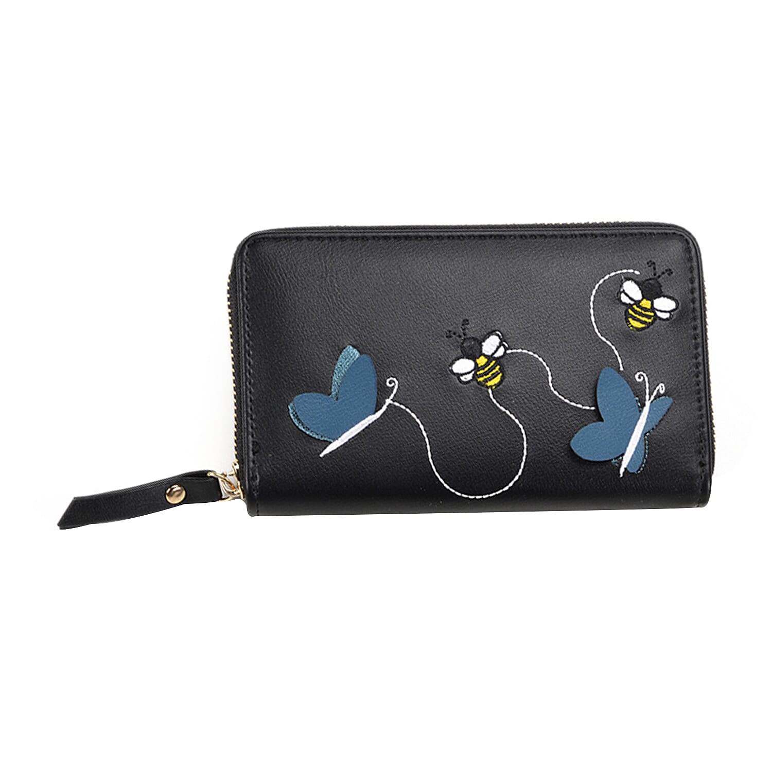 Embossed FauX Leather Wallet - Black