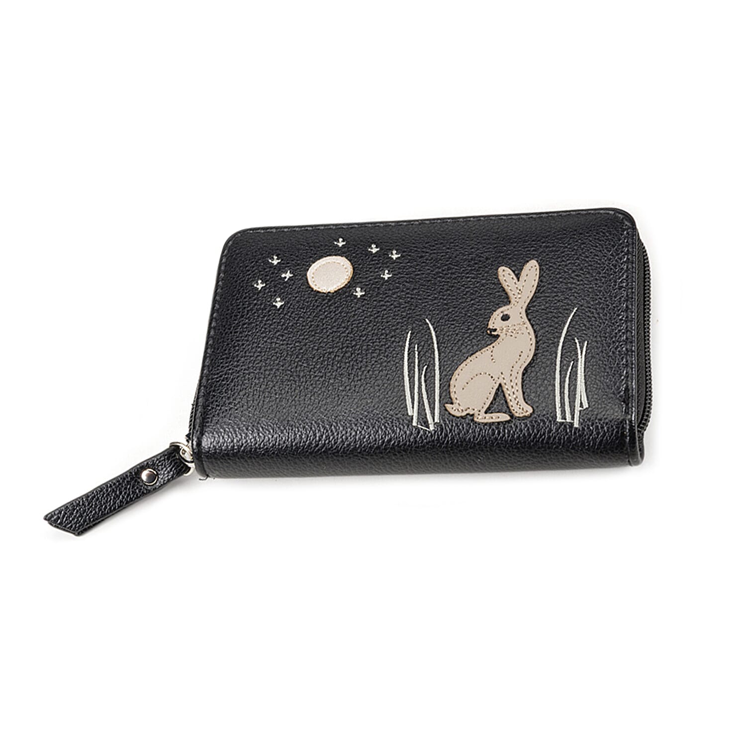 Embossed Faux Leather Wallet - Black