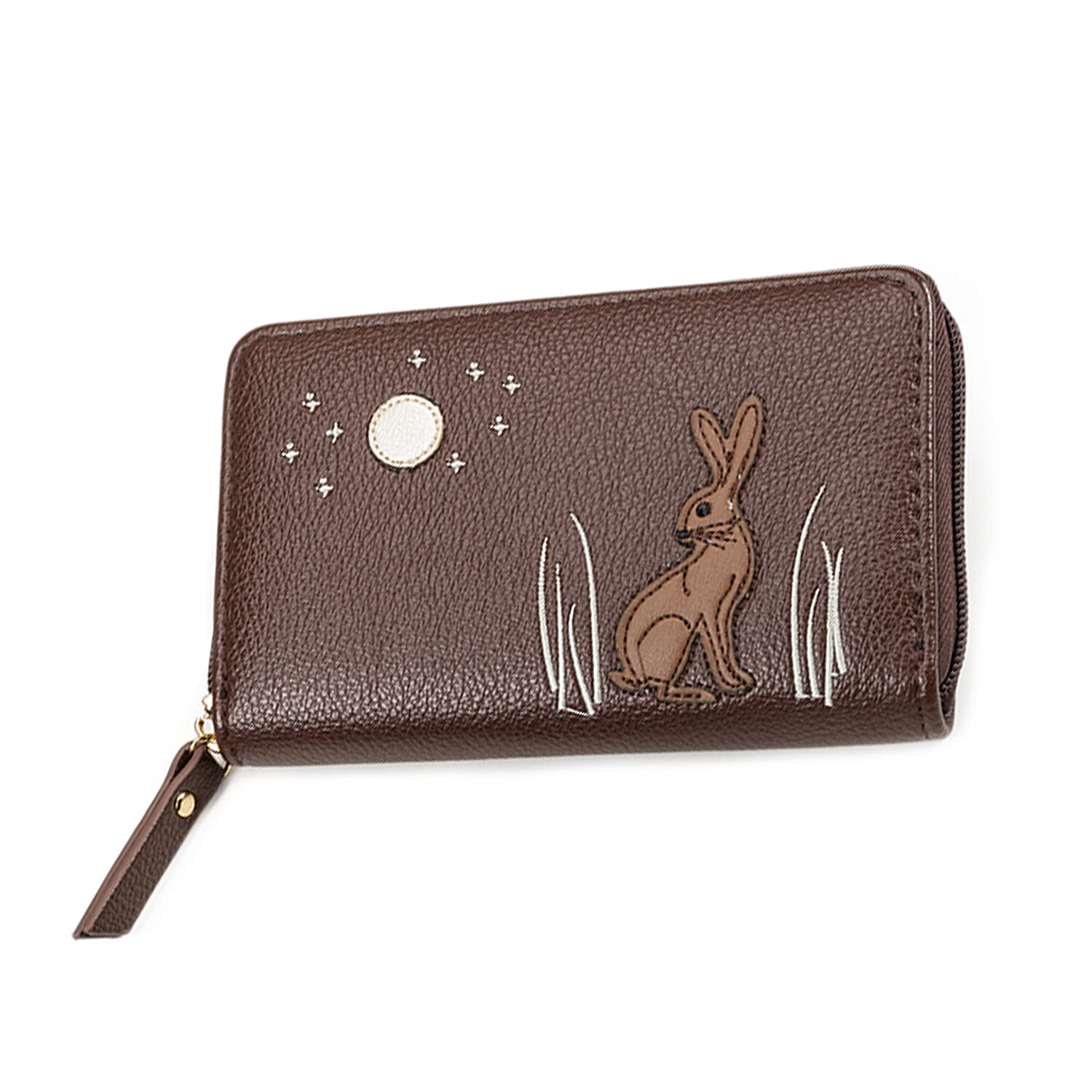 Embossed Faux Leather Wallet - Brown