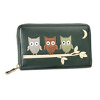 Owl Embossed Faux Leather Wallet - Green
