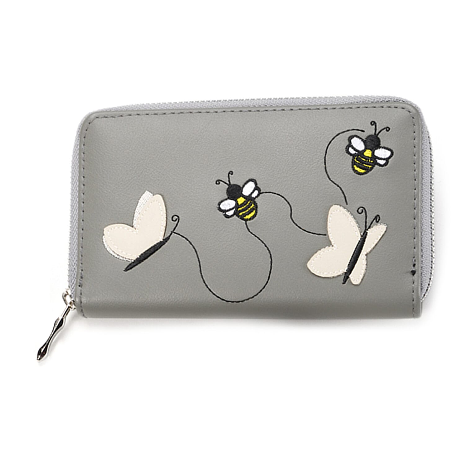 Embossed Faux Leather Wallet - Grey