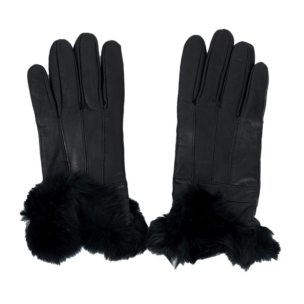 HeatMate Handtouch Genuine Leather Gloves with Faux Fur (Size - L) - Black