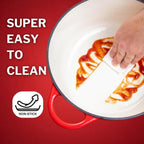 Sunnex 3.5L Oval Cast Iron Casserole Pan with Lid - Red