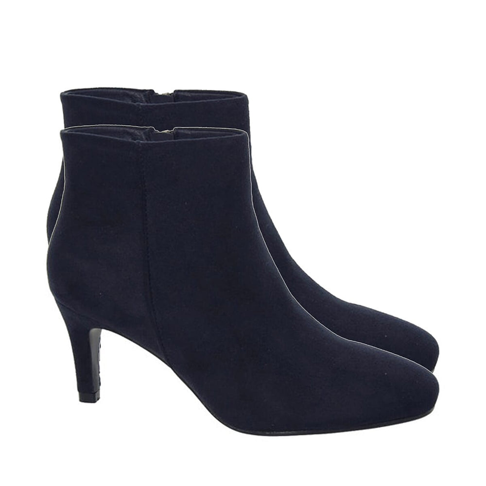 Ladies Kitten Heels Ankle Boots (Size 6) - Navy
