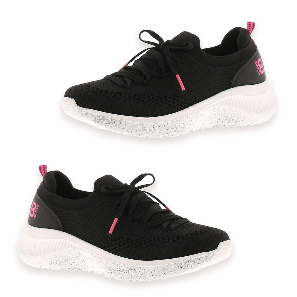 B Balance Womens Trainers With Deco Laces And Knitted Mesh (Size 7) - Black