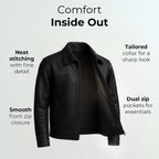 Valliserie Renwick Collar Leather Jacket With Zip Detail (Size S) - Black