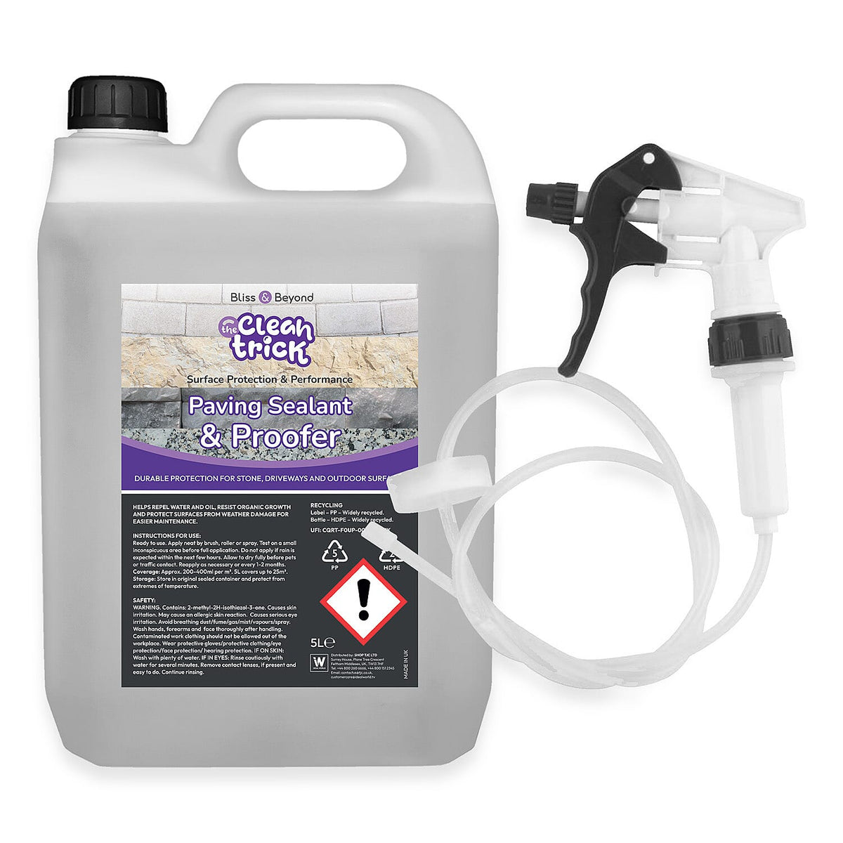 Bliss & Beyond The Clean Trick Paving Sealant & Proofer – 5L with Sprayer