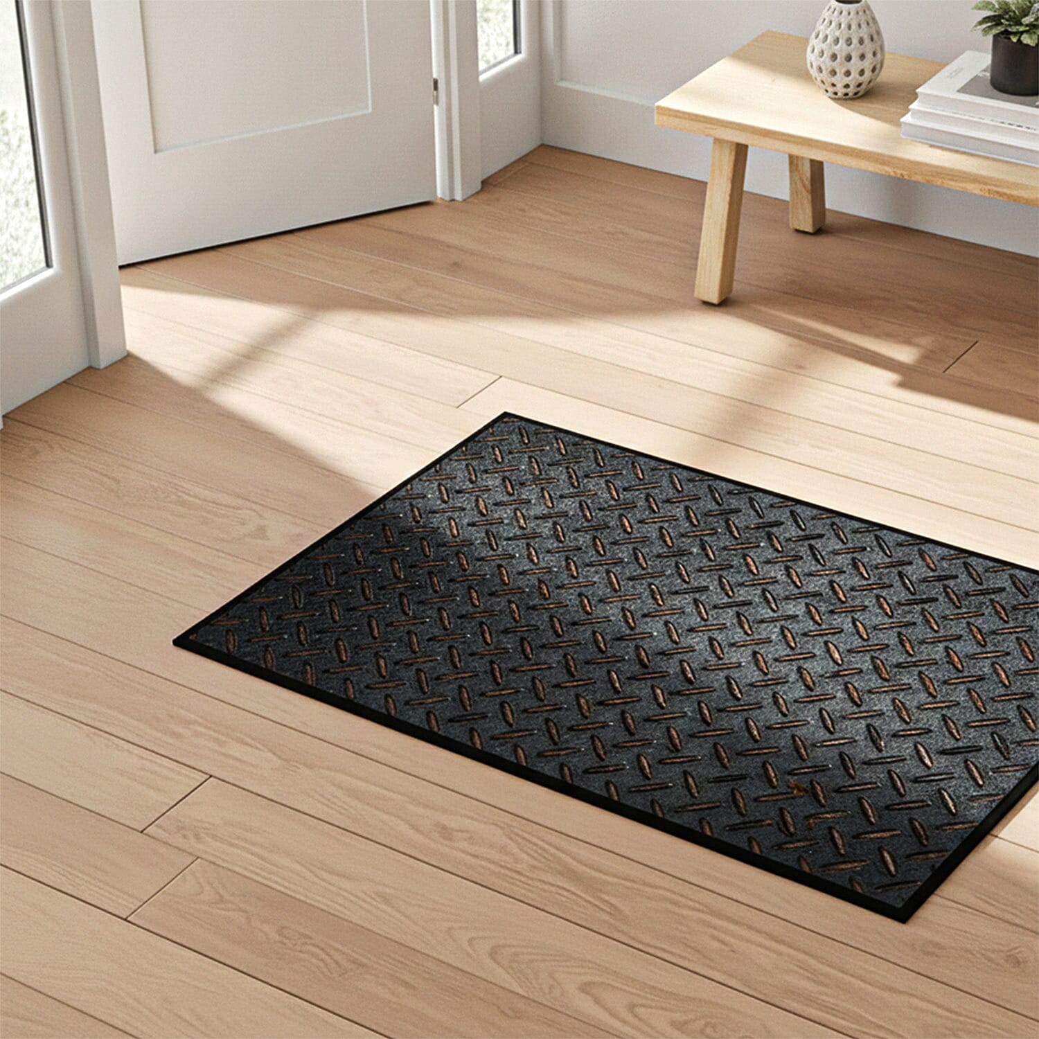100% Polyamide Mondial Metal Doormat (40x60cm) - Silver