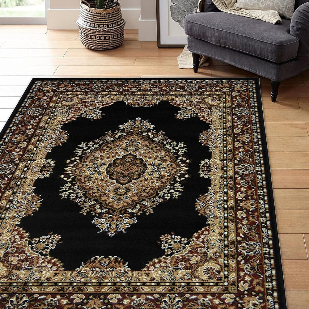 Badsha Collection Luxury Turkish Medallion Rug (Size 170x120 cm) - Black