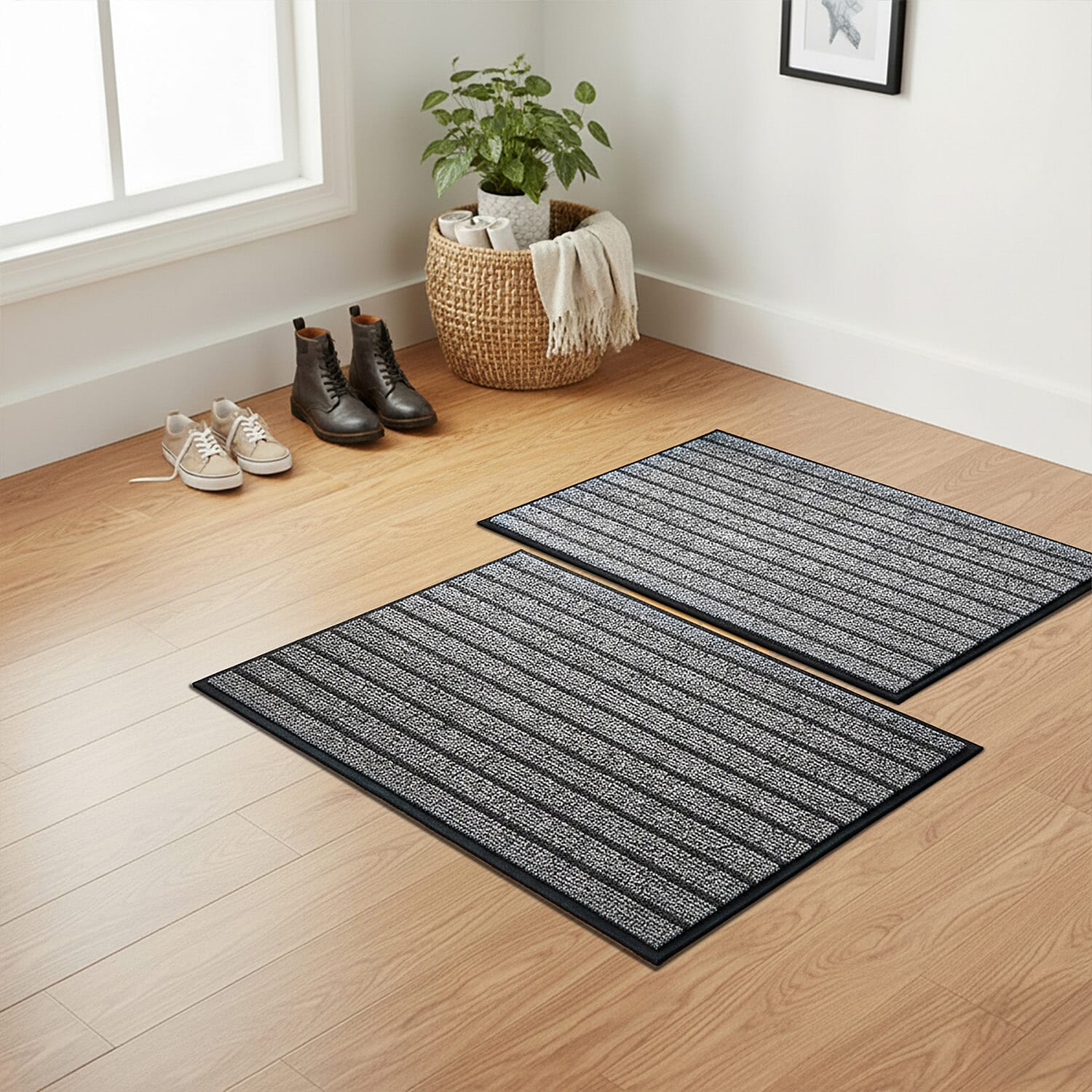 Anti Skid - Slip Machine Washable Door Mat (40x60cm) - Twin Pack