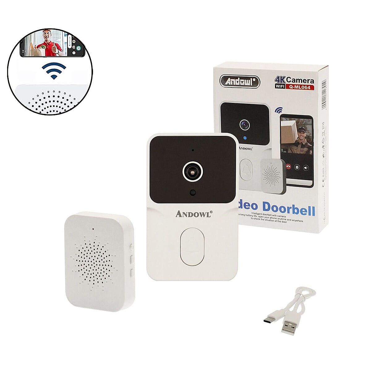 THE INTELLIGENT HOME SECURITY - ULTRA 4K Smart Wireless Video Doorbell With Infrared Detector- White