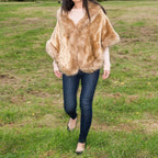 Faux Fur Cape Shawl Wrap (170 x 50 Cm) - Taupe